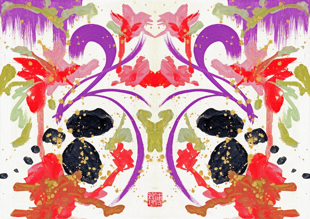 Zen Orange Lila Blumen 1 von Odilia W. Y. Fu
