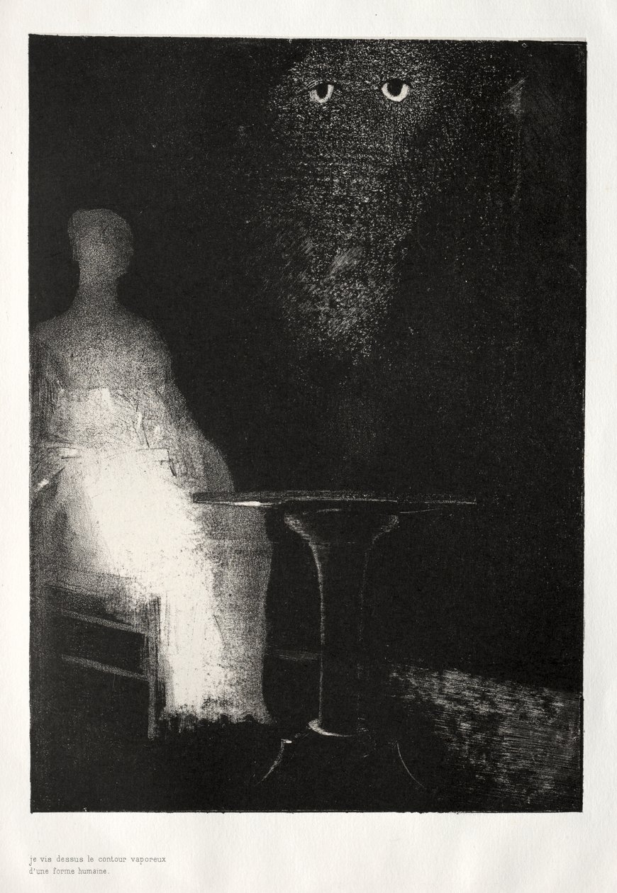 Unten sah ich die nebelhaften Konturen einer menschlichen Gestalt von Odilon Redon