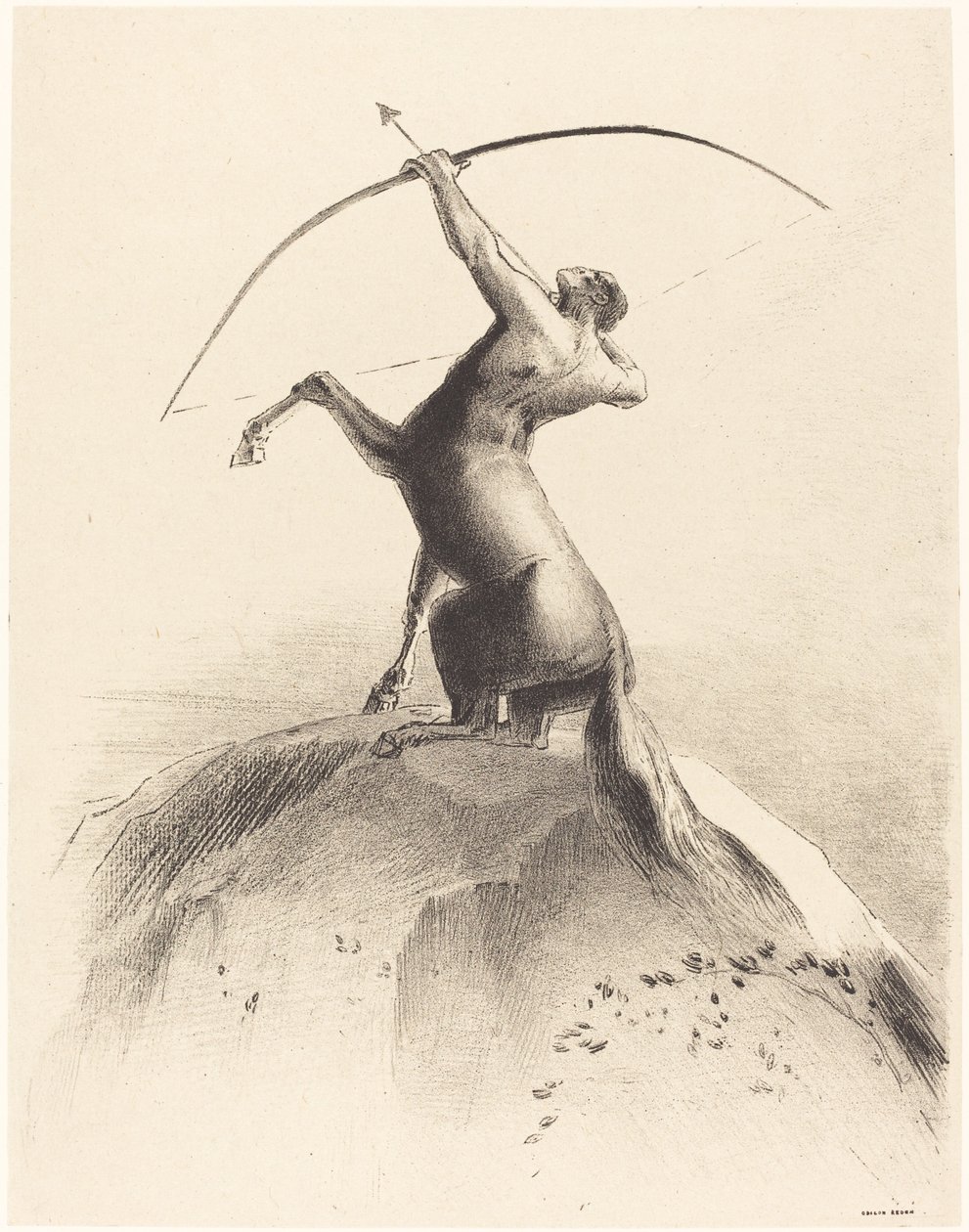 Zentaur, der auf die Wolken zielt von Odilon Redon