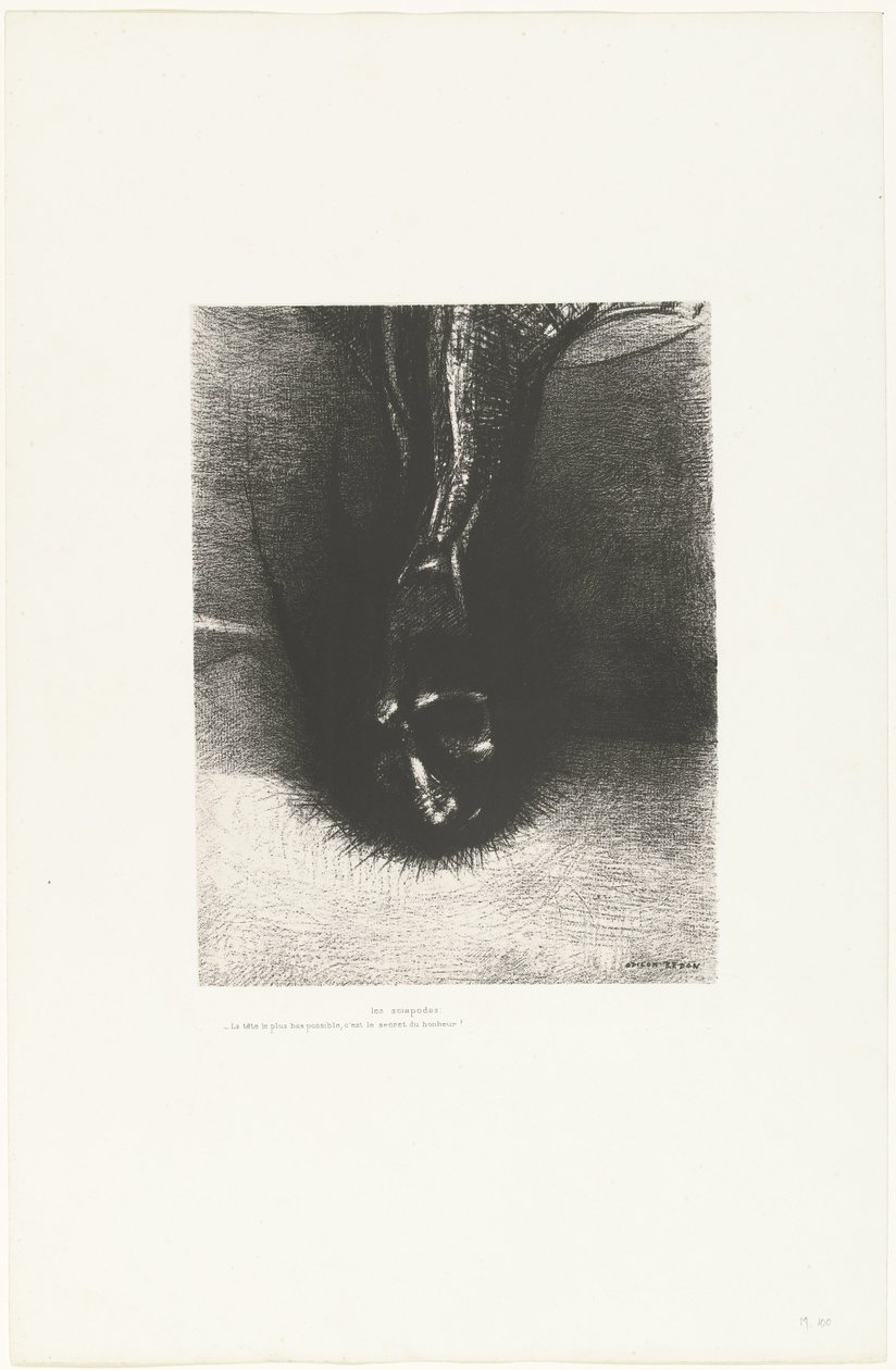 Die Sciapoden: den Kopf so tief wie möglich halten, das ist das Geheimnis des Glücks von Odilon Redon