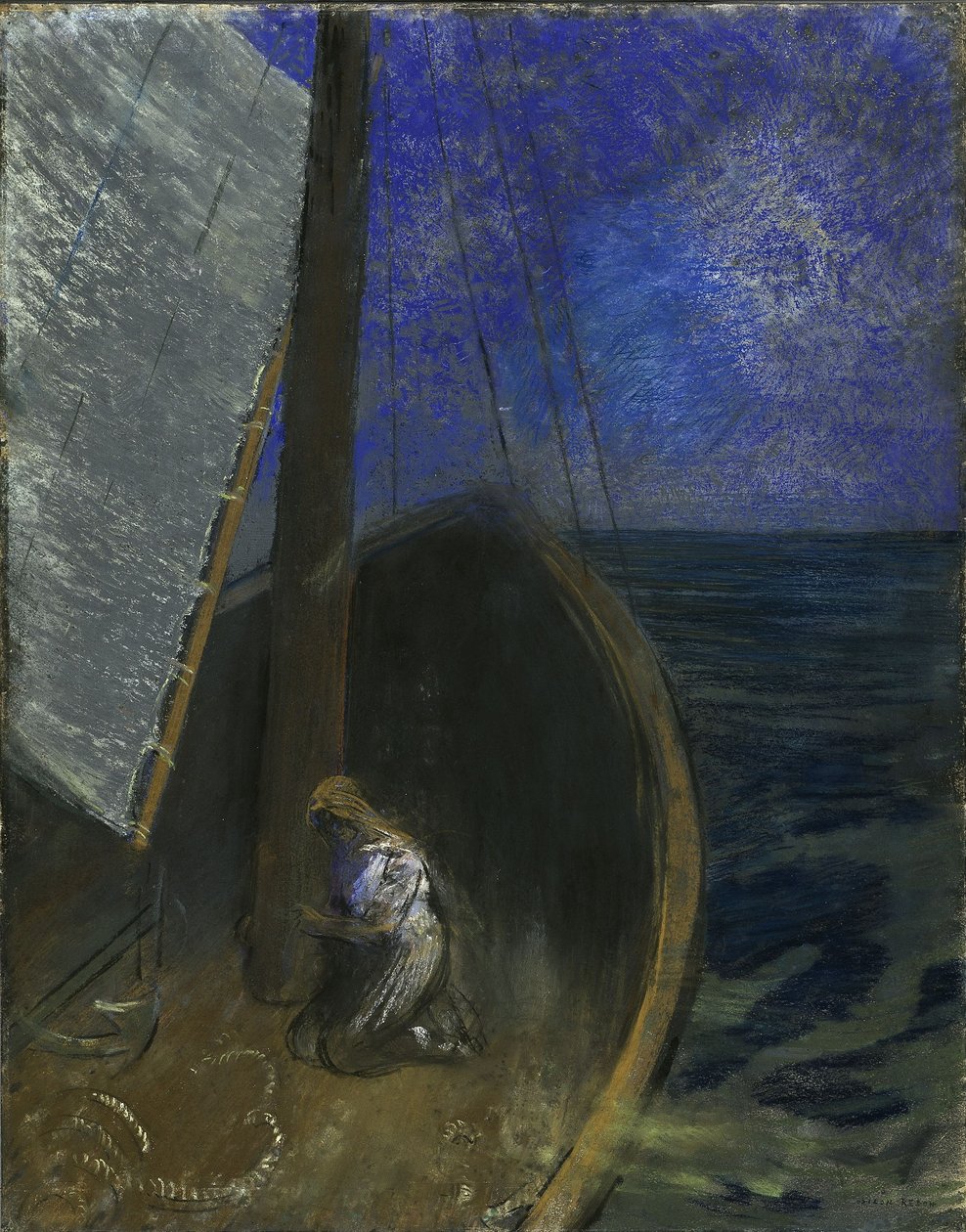 Heilige Frau in einem Boot von Odilon Redon