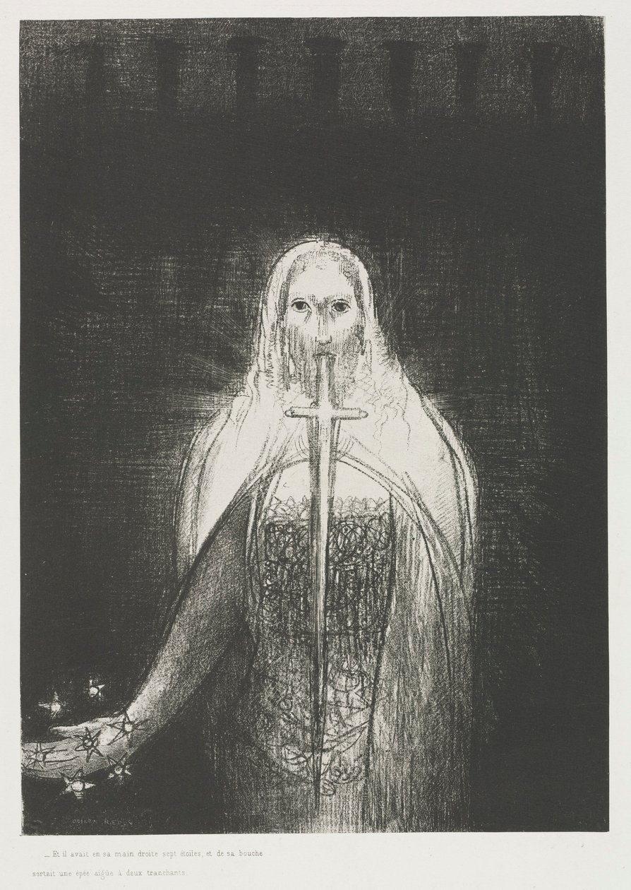 Die Apokalypse des Heiligen Johannes: Und er hatte in seiner rechten Hand sieben Sterne..., 1899 von Odilon Redon