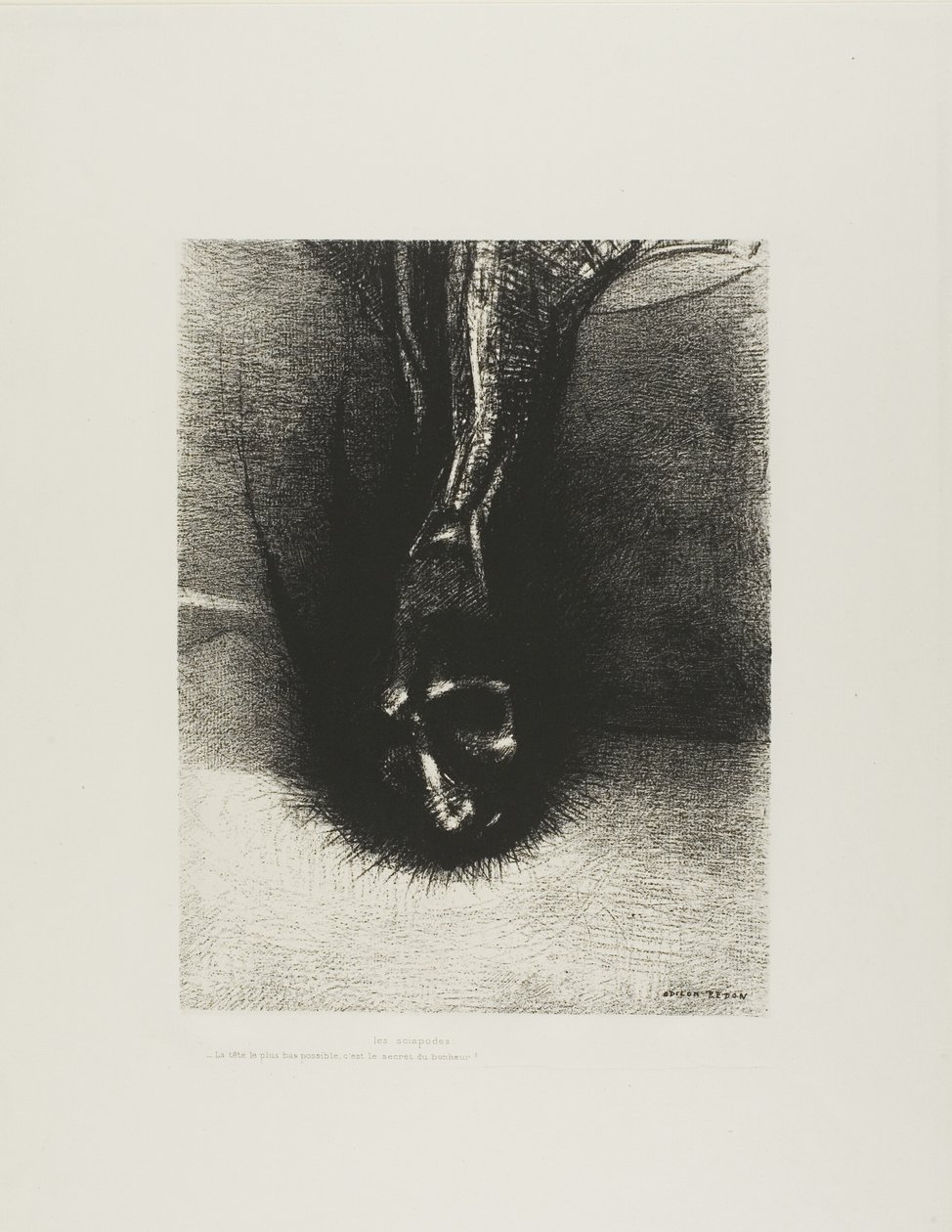 Die Skiapoden: "Der Kopf so tief wie möglich, das ist das Geheimnis des Glücks!", Platte 6 von 6 von Odilon Redon