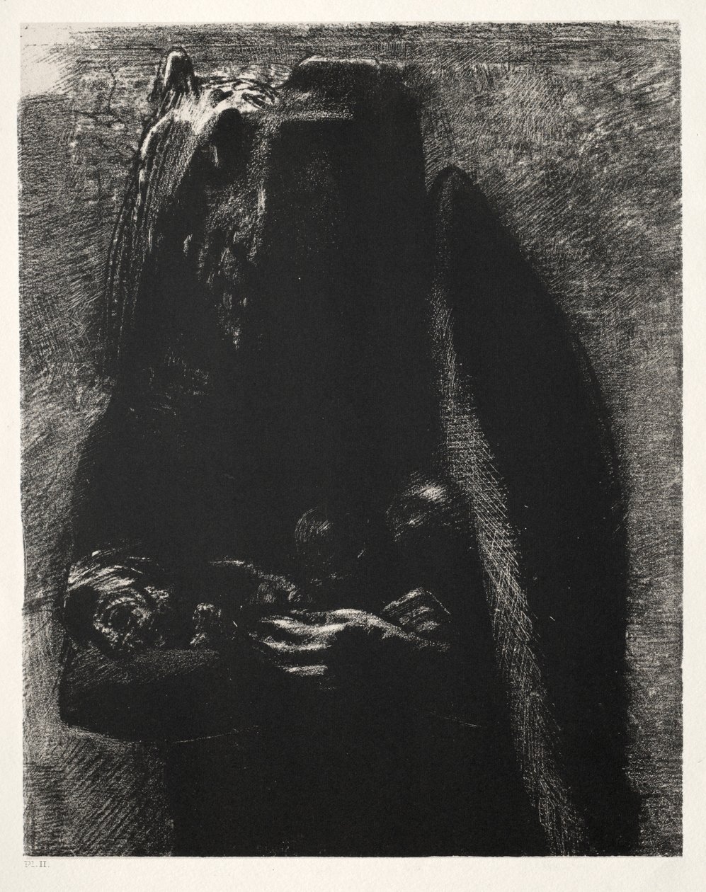 Die Versuchung des Heiligen Antonius Erste Serie: Es ist der Teufel, der unter seinen zwei Flügeln trägt, 1888 von Odilon Redon