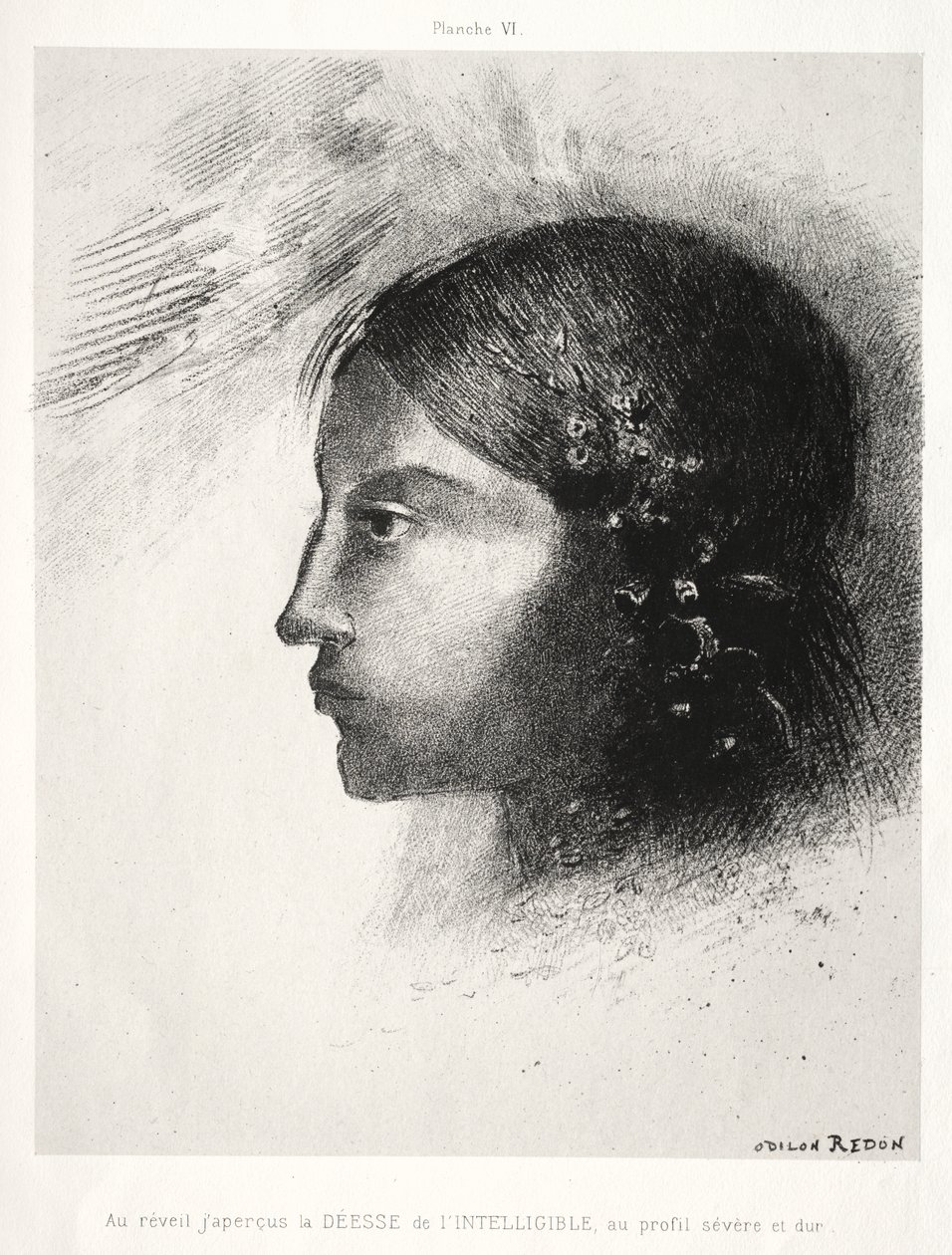 Beim Erwachen sah ich die Göttin des Verstandes mit ihrem strengen und harten Profil von Odilon Redon