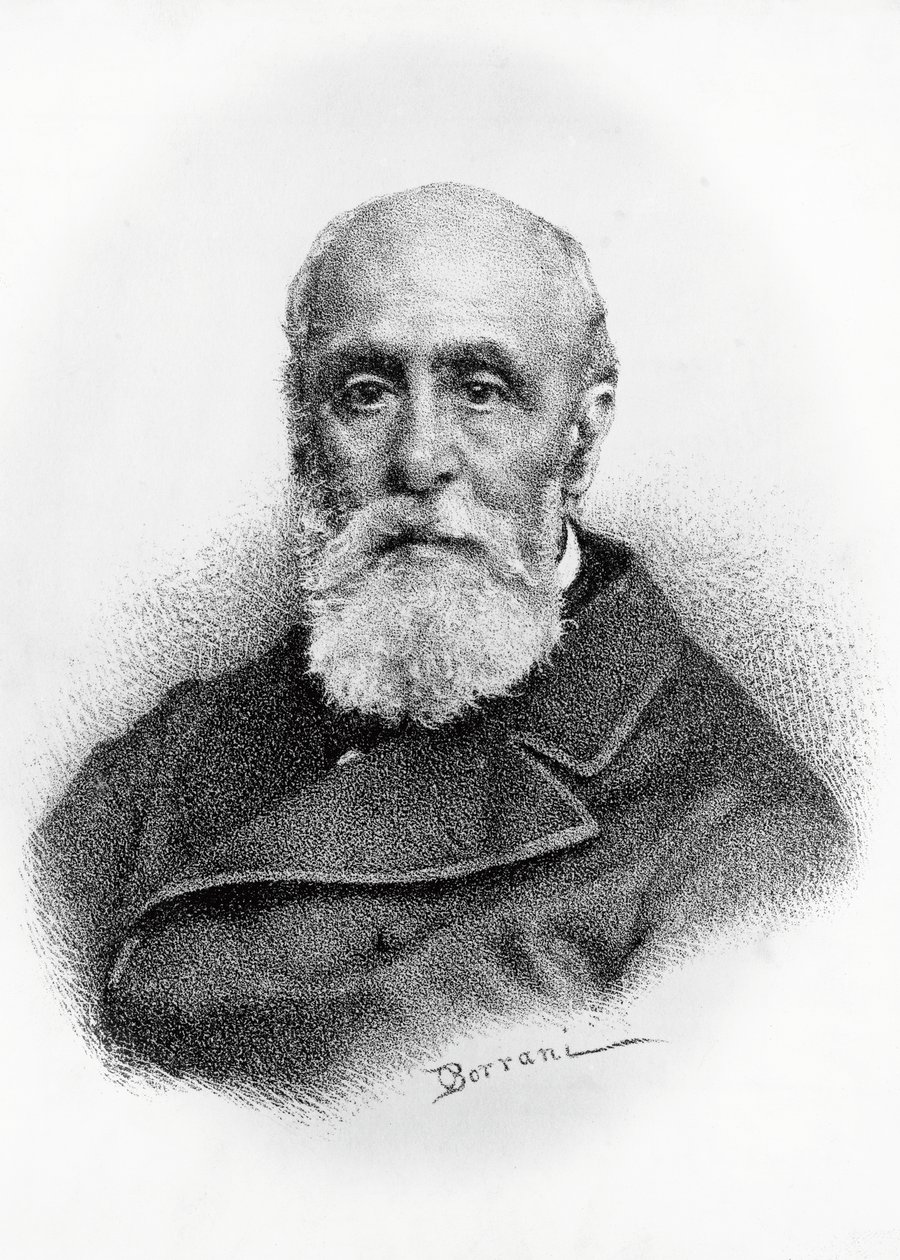 Porträt von Giovanni Ruffini (1807-1881), italienischer Dichter und Patriot, Lithographie nach einer Zeichnung von Odoardo Borrani (1833-1905) von Odoardo Borrani
