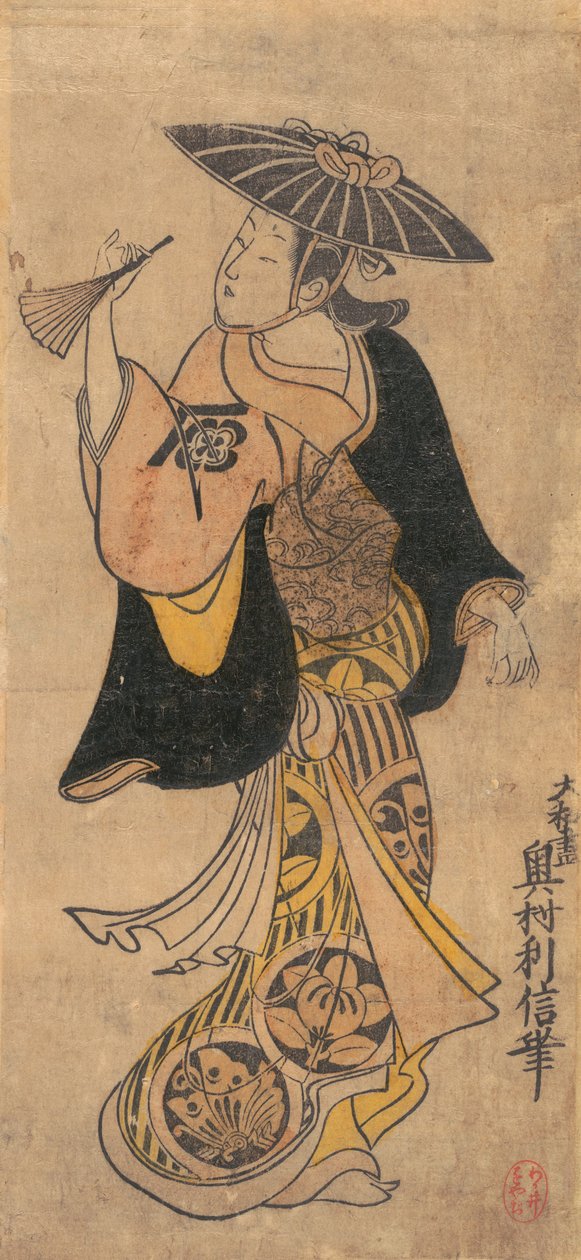 Schauspieler Sanjo Kantaro 1697-1763 als Frau, ca. 1730 von Okumura Toshinobu