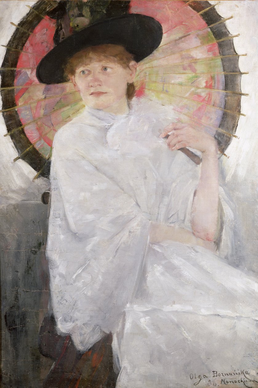 Porträt einer Dame mit einem japanischen Sonnenschirm von Olga Boznanska