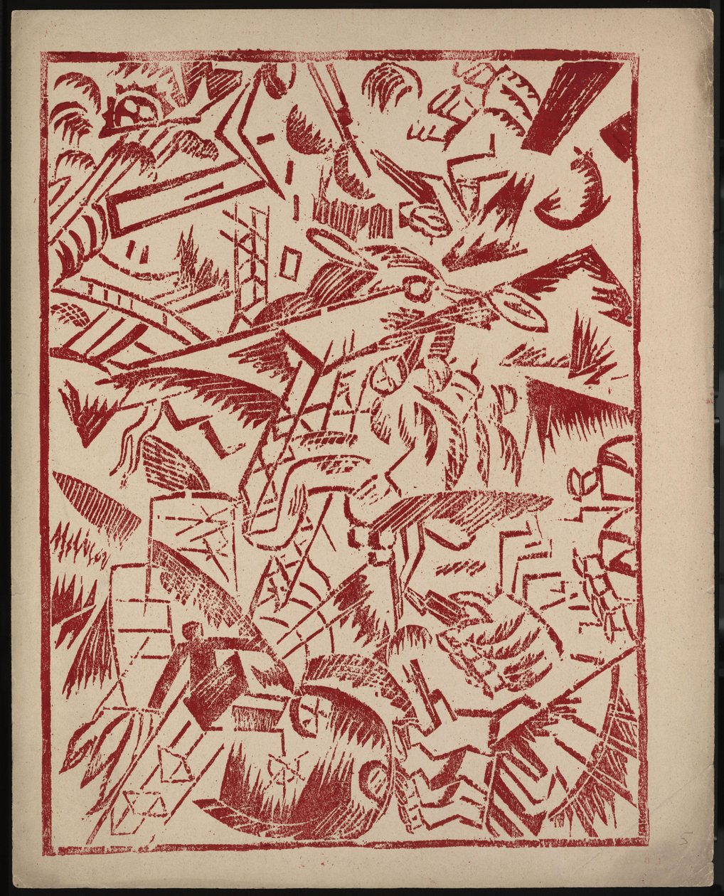 Illustration für das Buch Der Krieg von Aleksey Kruchenykh, 1916 von Olga Rozanova