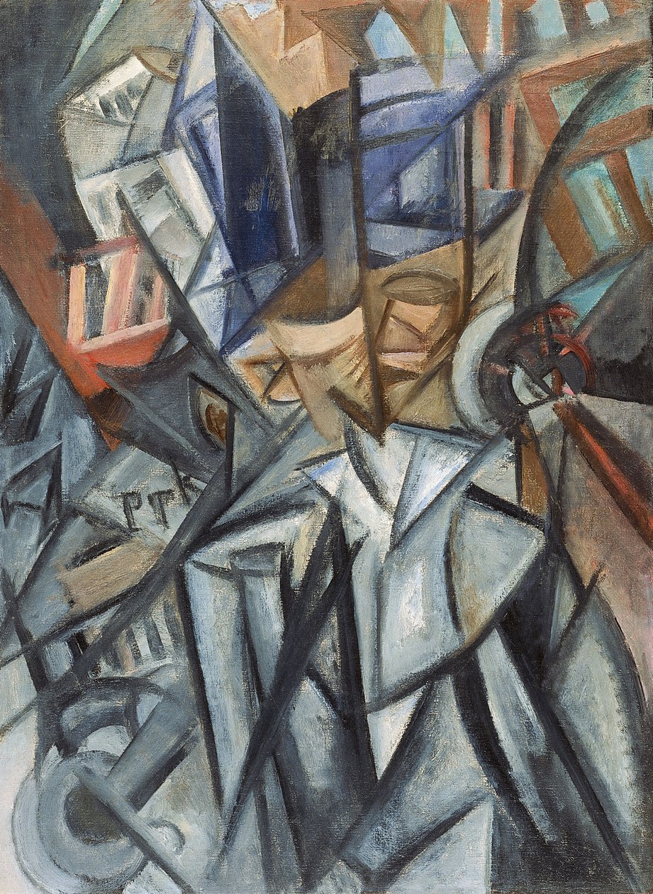 Mann auf der Straße, Analyse der Volumen von Olga Rozanova