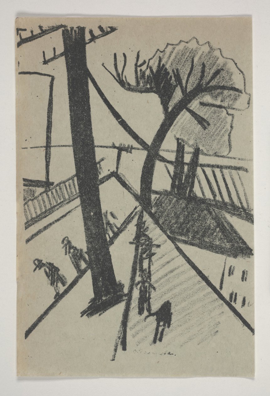 Ohne Titel (Futuristische Stadtszene) aus "Poesie von Majakowski" von Olga Wladimirowna  Rosanowa