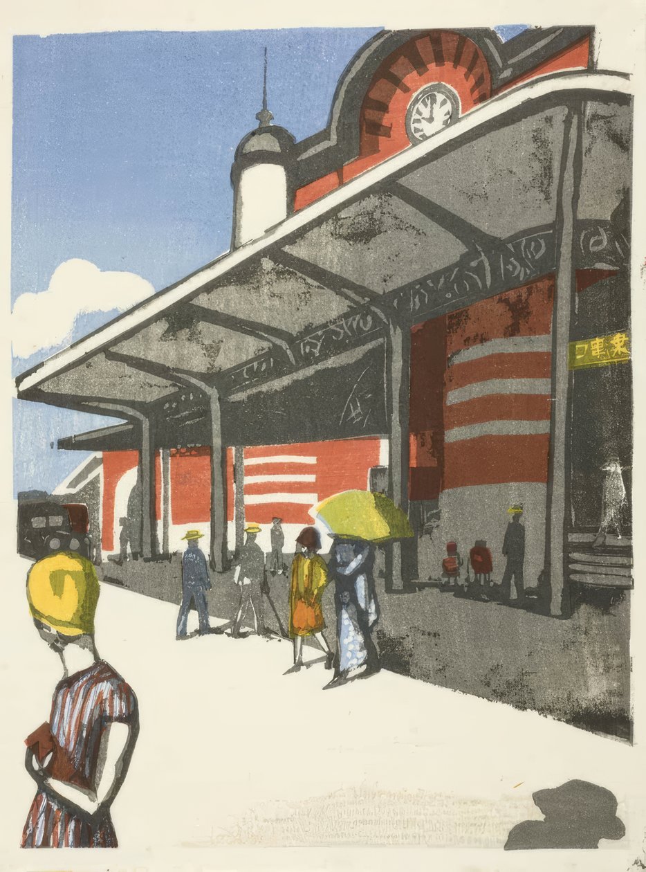 Bahnhof Tokio, aus der Serie "Erinnerungen an Tokio (Tokyo kaiko zue)" von Onchi Kôshirô