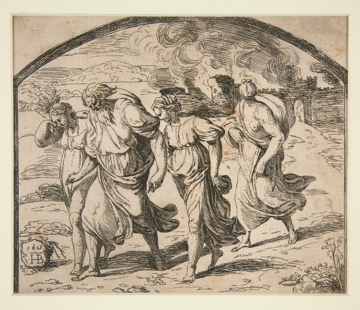 Lot und seine Familie fliehen aus Sodom von Orazio Borgianni