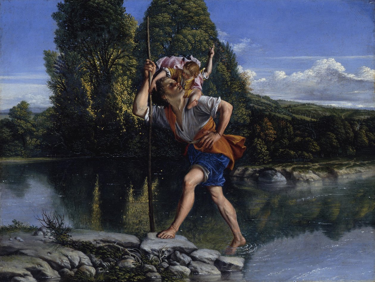 Landschaft mit dem heiligen Christophorus von Orazio Gentileschi