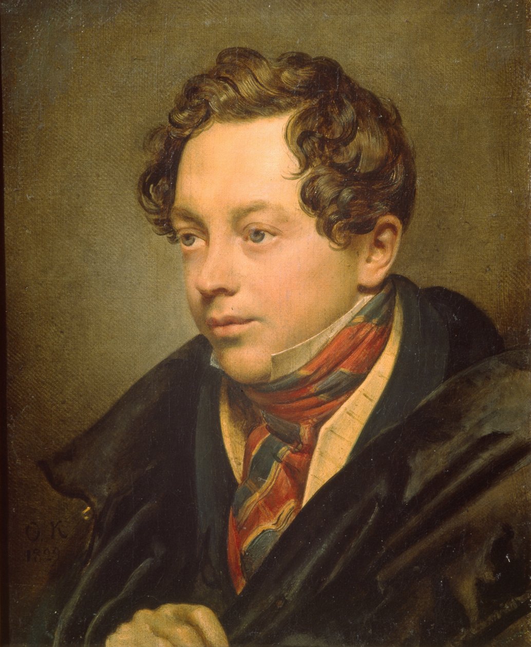 Porträt des Künstlers Pyotr Basin 1794-1881, 1829 von Orest Adamovich Kiprensky
