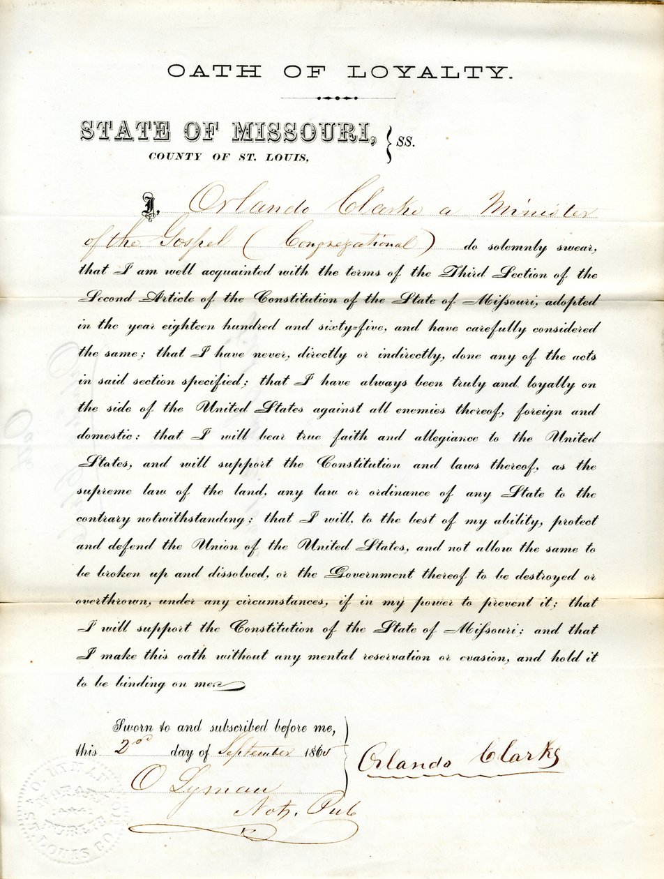 Schwört den Treueeid auf die Regierung der Vereinigten Staaten und den Staat Missouri von Orlando Clarke