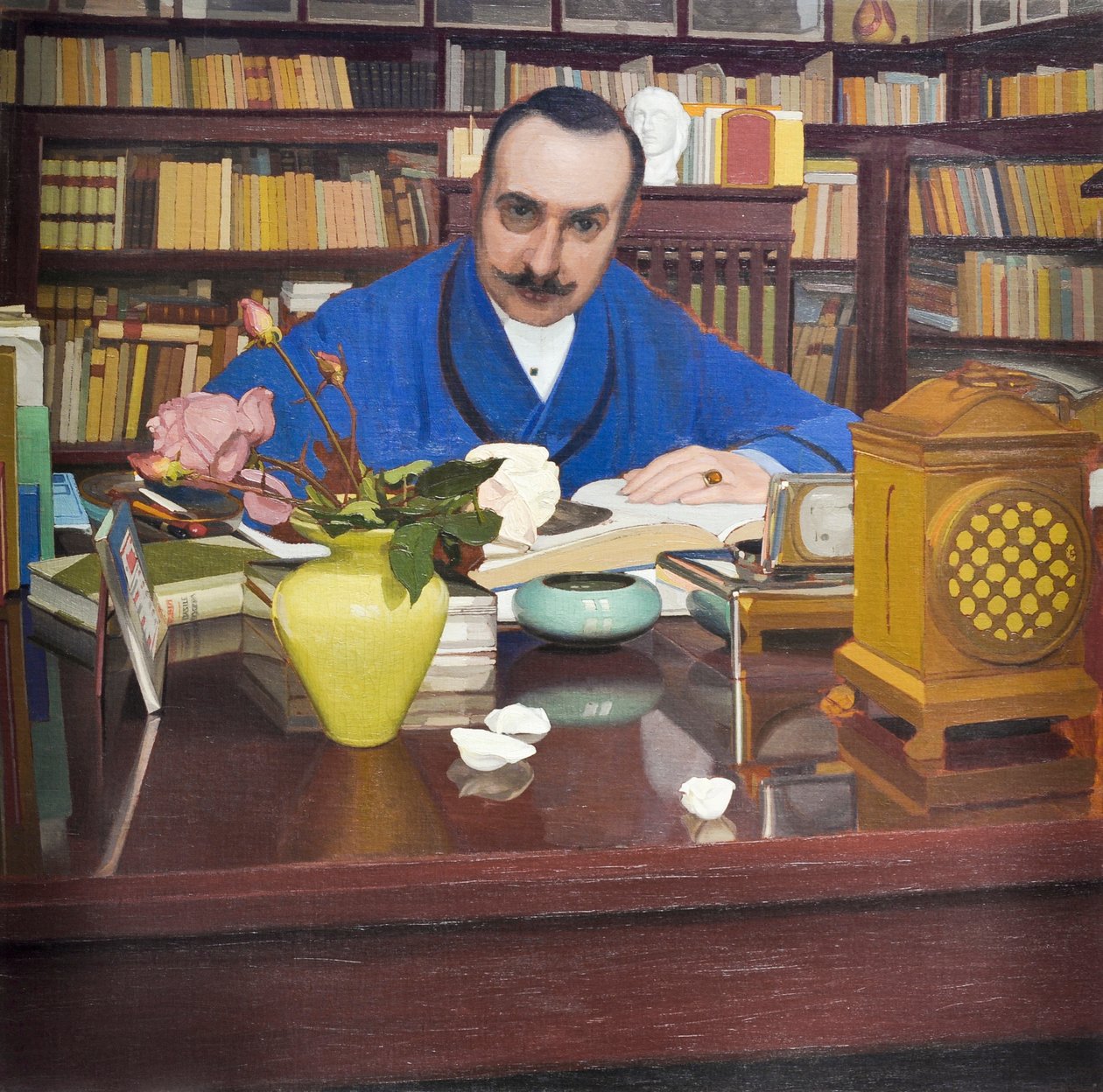 Ugo Ojetti im Arbeitszimmer, ca. 1908-09 von Oscar Ghiglia