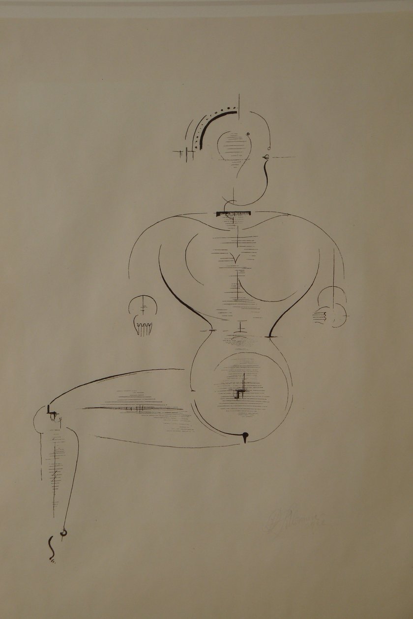 Figur von der Seite: Figur H2 sitzend, 1921 von Oskar Schlemmer