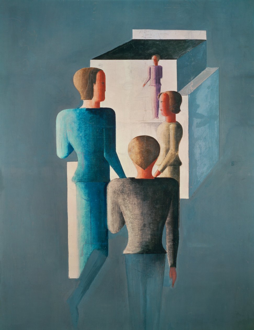 Vier Figuren und ein Würfel von Oskar Schlemmer