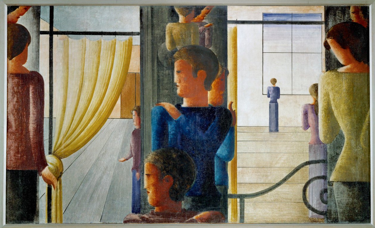 Gruppe von zwölf mit Innenraum von Oskar Schlemmer