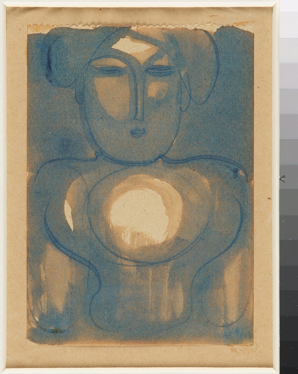Halbfigur mit Licht auf Stirn und Brust von Oskar Schlemmer