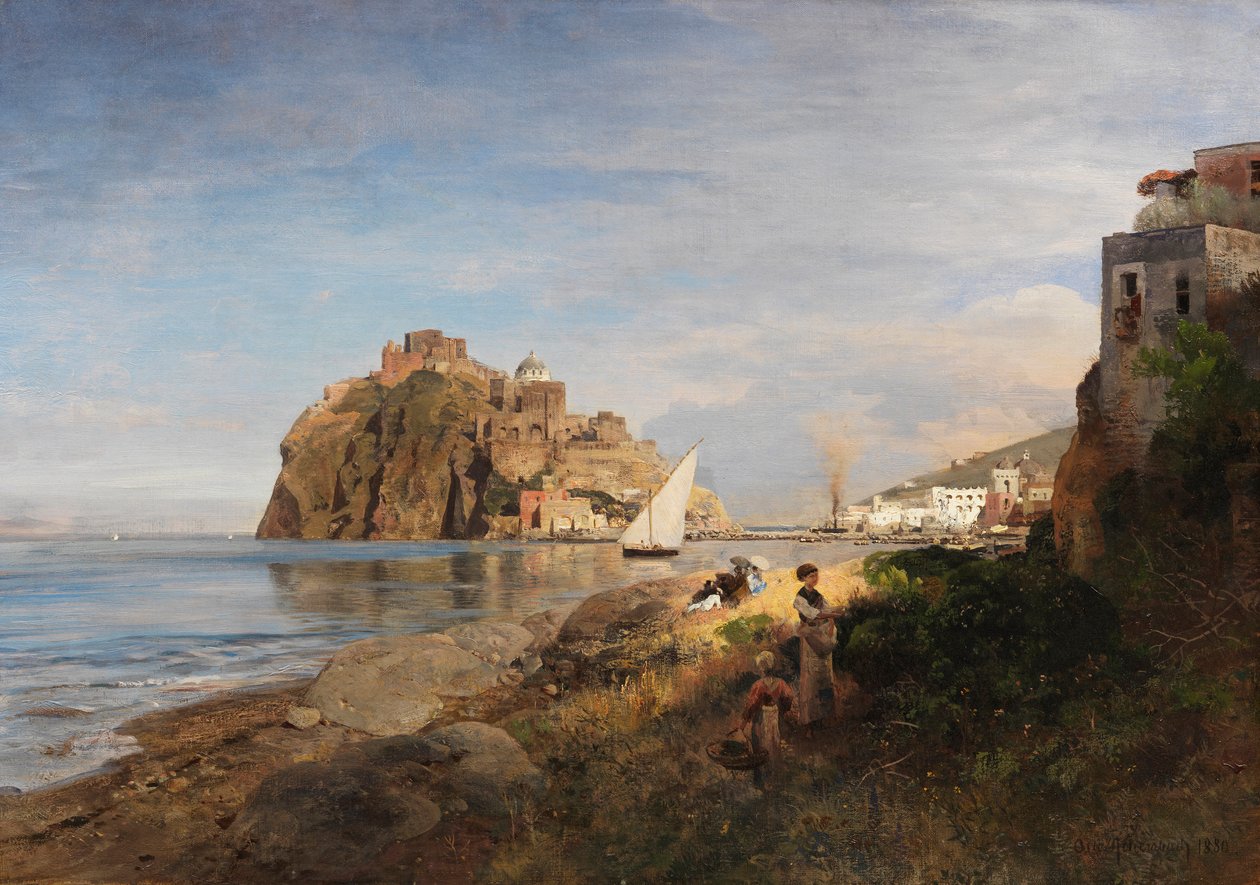 Ischia mit Blick auf das Castello Aragonese 1880 von Oswald Achenbach