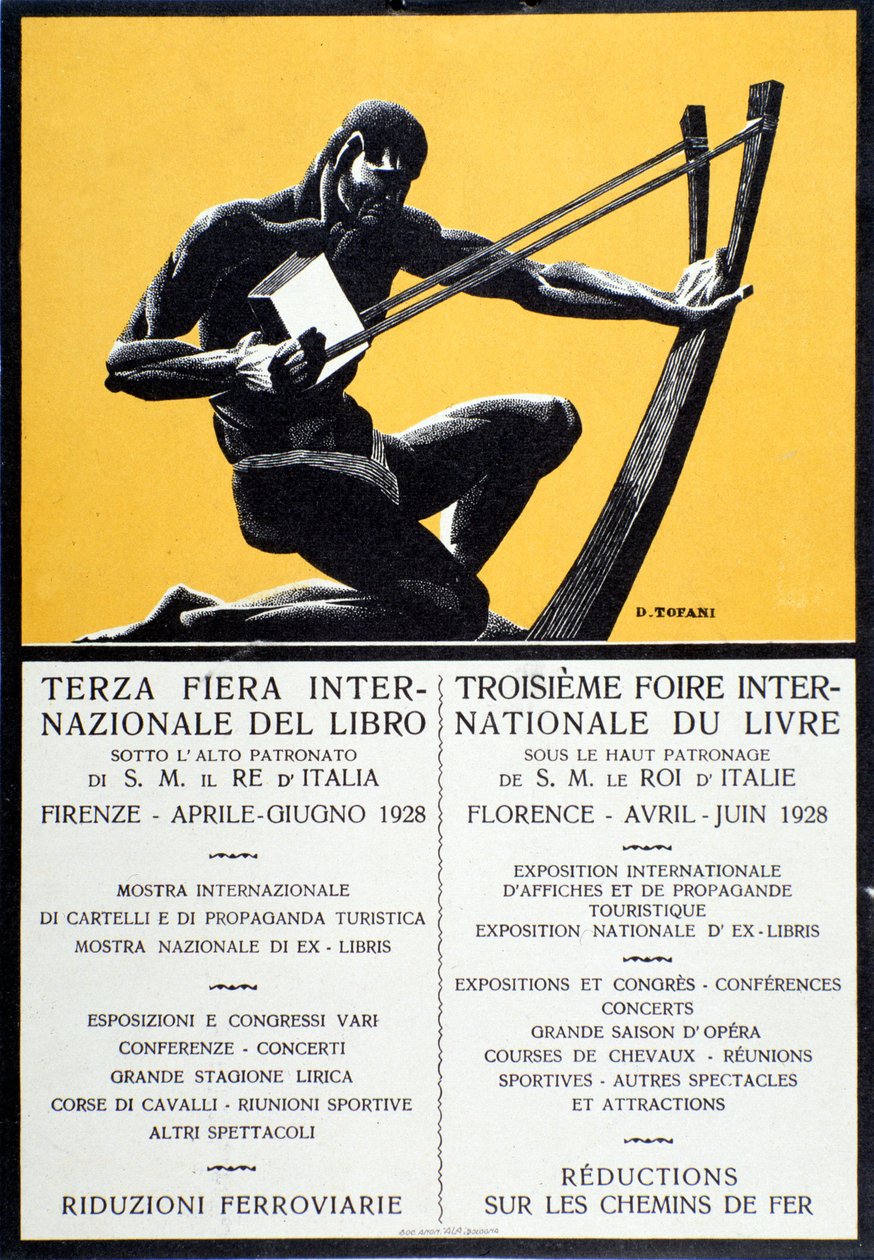 Werbeplakat für die Buchmesse in Florenz, April Juni 1928 von Oswaldo (after) Tofani