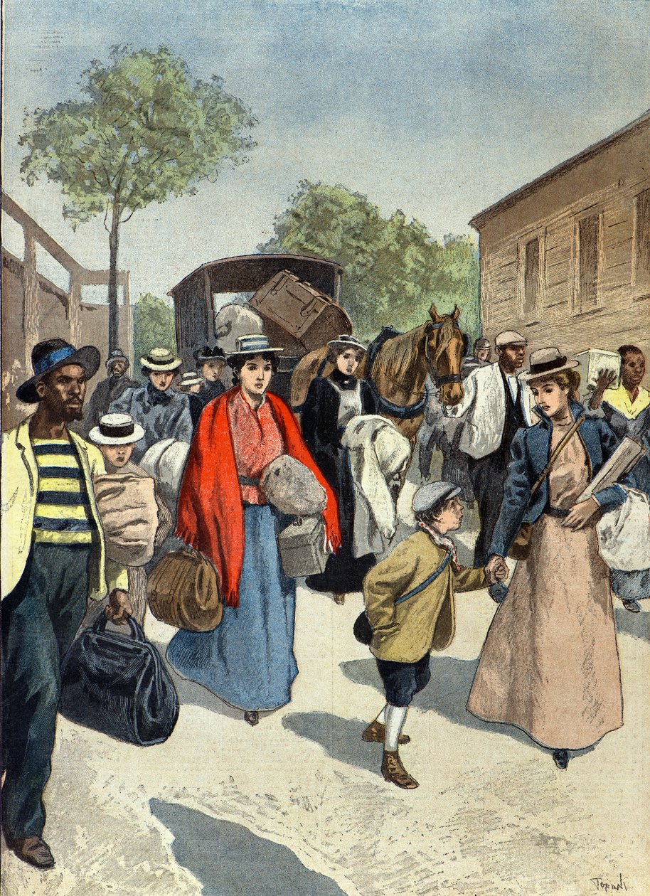 Englische Zivilisten verlassen die Stadt Ladysmith unter Burenbelagerung von Oswaldo Tofani