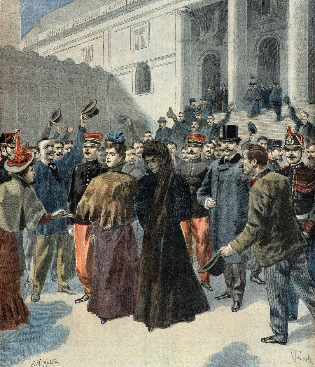 Die Witwe des Oberst Hubert Henry verlässt den Justizpalast (Dreyfus-Affäre) von Oswaldo Tofani