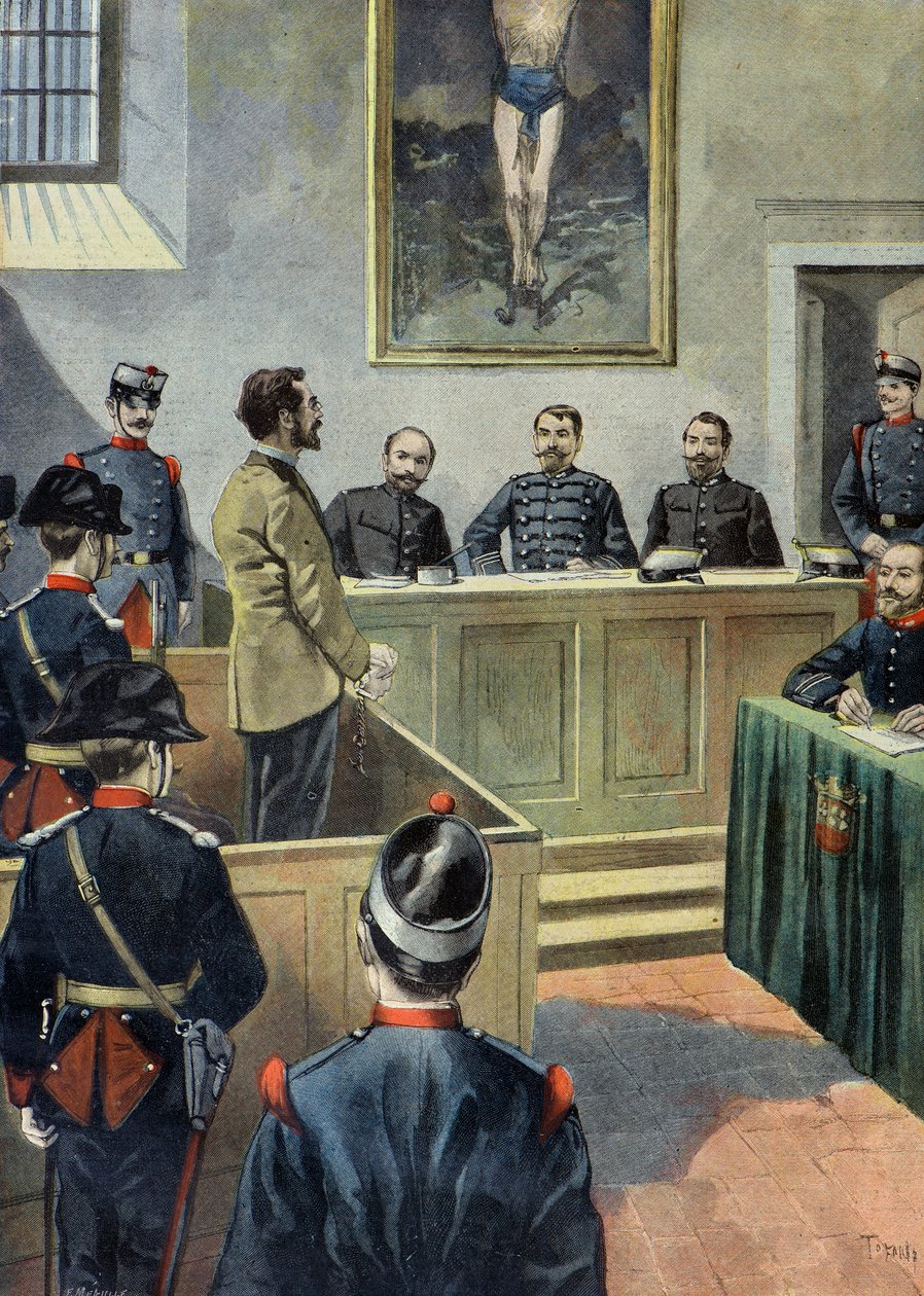 Der Anarchist Michele Angiolillo vor dem Kriegsrat von Oswaldo Tofani