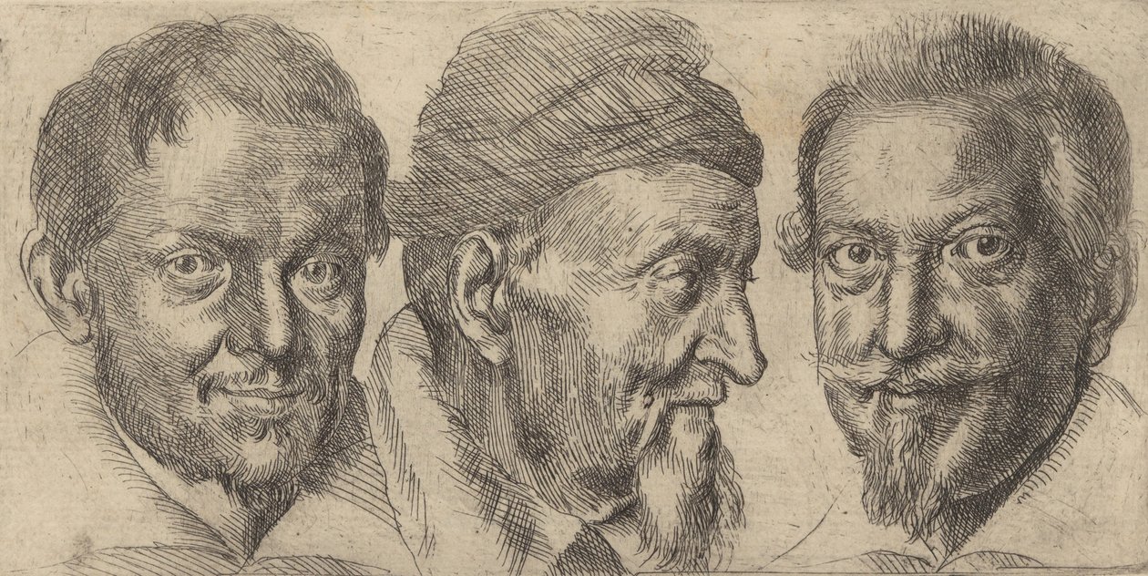 Drei Porträts, möglicherweise Camillo Graffico, Ercole Pedemonte und Antoni darstellend von Ottavio Mario Leoni