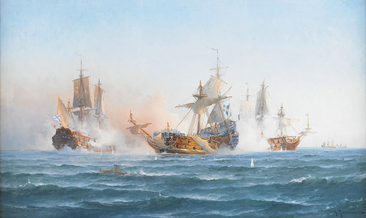 HMS Wachtmeister kämpft gegen das russische Geschwader am 4. Juni 1719, 1902 von Otto Ludvig Richarde