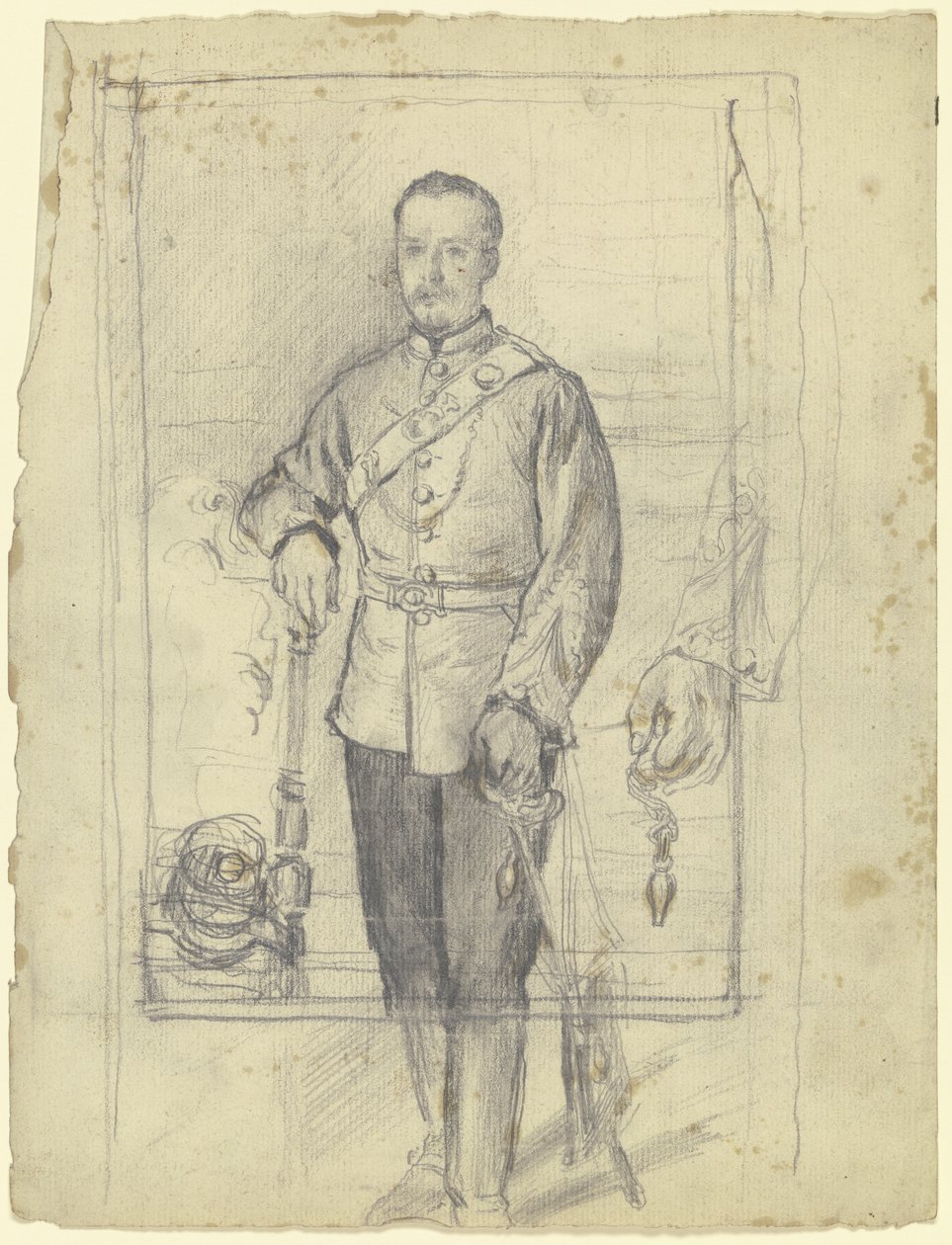 Bildnis eines Mannes in Uniform von Otto Scholderer