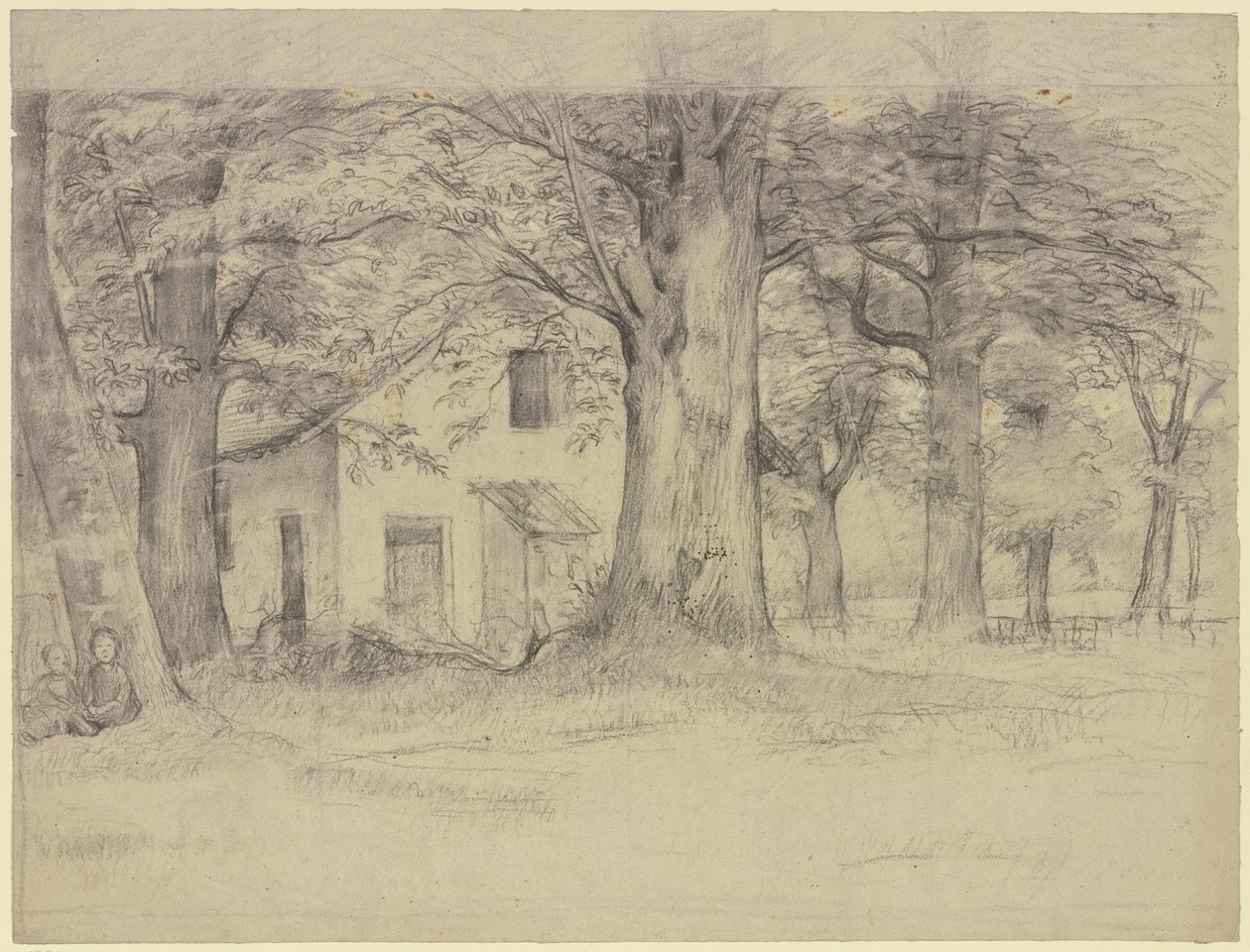Haus hinter Bäumen von Otto Scholderer