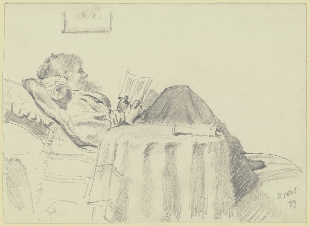 Luise Scholderer beim Lesen von Otto Scholderer