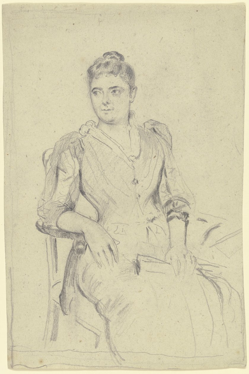 Sitzende Dame mit Fächer von Otto Scholderer