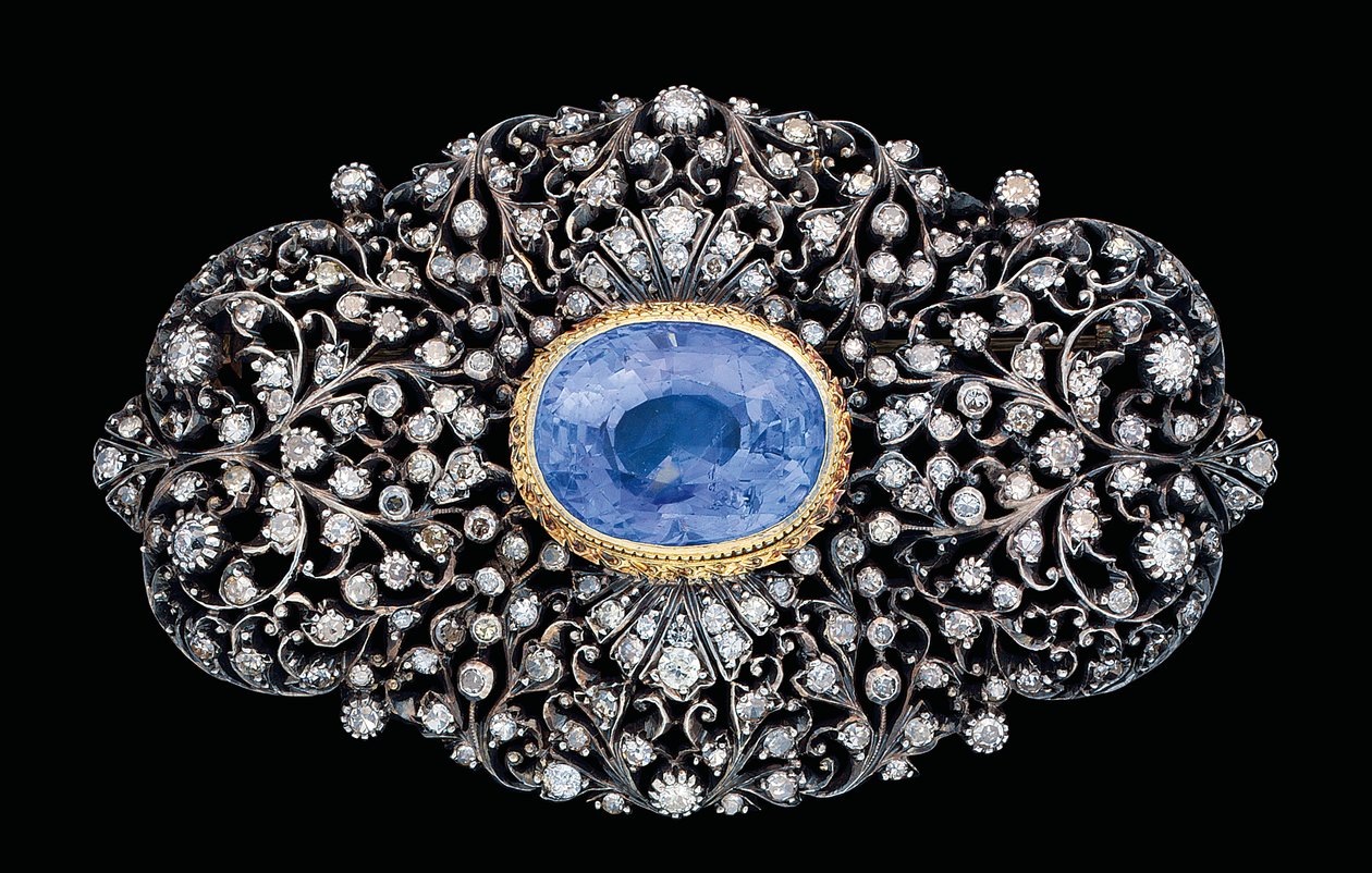 Osmanische Brosche mit Diamanten und Saphiren von Ottoman School