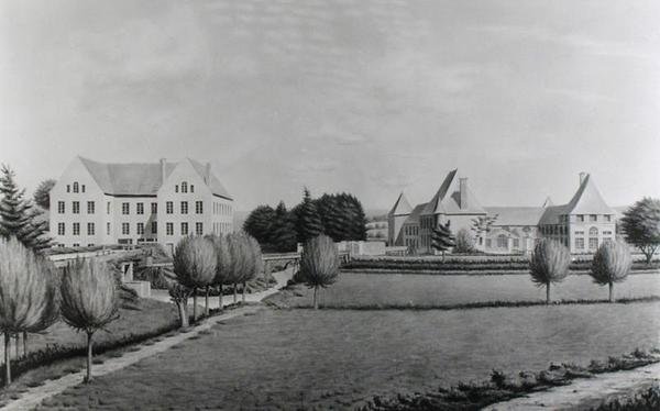 Blick auf die zwei Mühlen von Angecourt, gegründet 1812 von Baron Neuflize von P. Dujardin