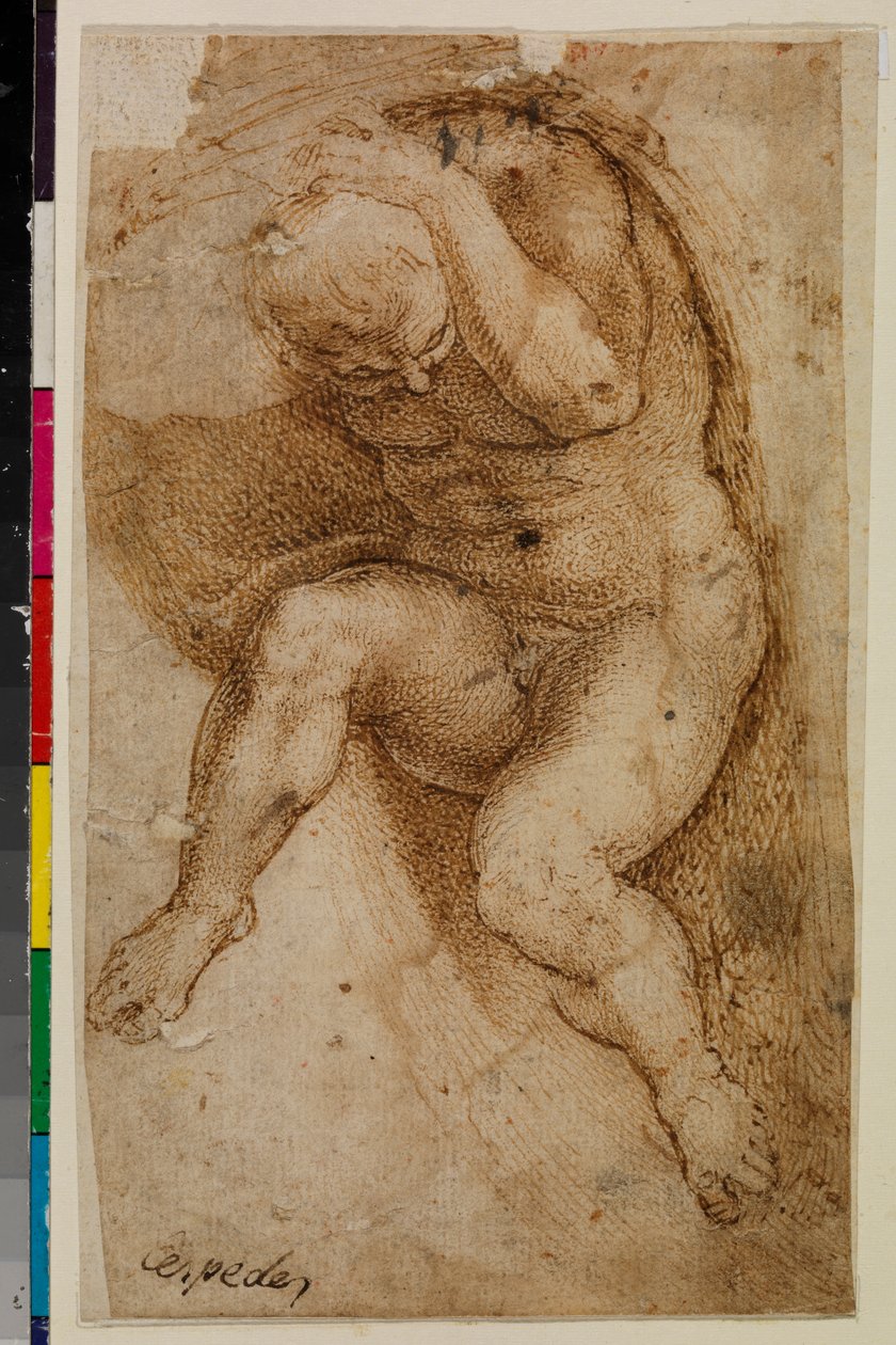 Nackte männliche Figur (nach Michelangelos Jüngstem Gericht) von Pablo de (attr.to) Cespedes
