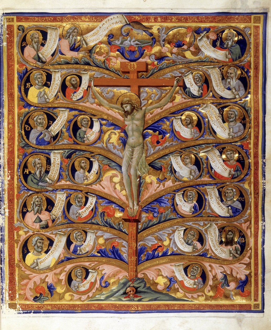 Baum des Lebens oder Baum des Kreuzes, Illustration aus der Trivulziana Lateinischen Bibel, ca. 1335-40 von Pacino di Bonaguida