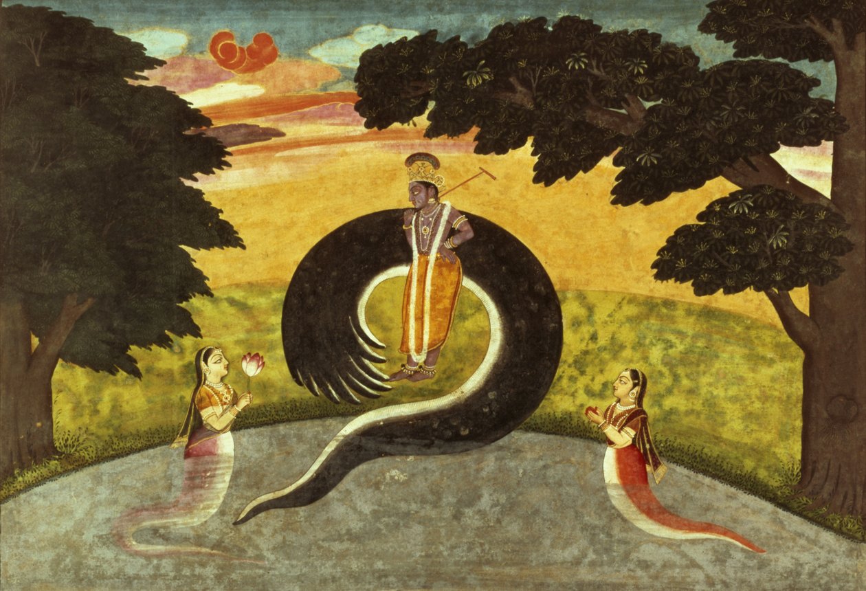 Die Unterwerfung von Kaliya, Basohli, Pahari-Schule, 1700-65 von Pahari School