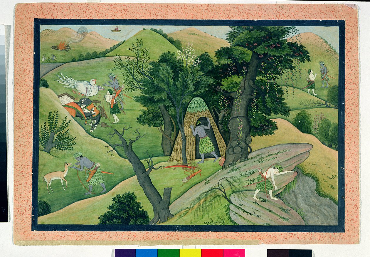 Rama und Lakshmana auf der Suche nach Sita, aus dem Ramayana, Kangra, Himachal Pradesh, 1780 von Pahari School