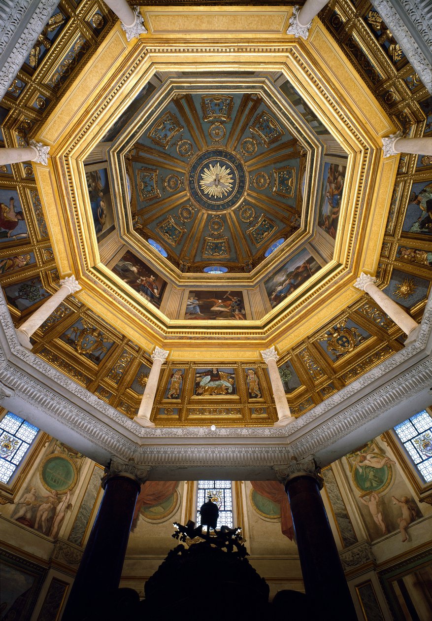 Blick auf das Gewölbe im Inneren des frühchristlichen Baptisteriums von San Giovanni in Laterano (St. Johannes Lateran) (battistero lateranense o san Giovanni in Fonte), erbaut um 440. Rom von Paleo Christian