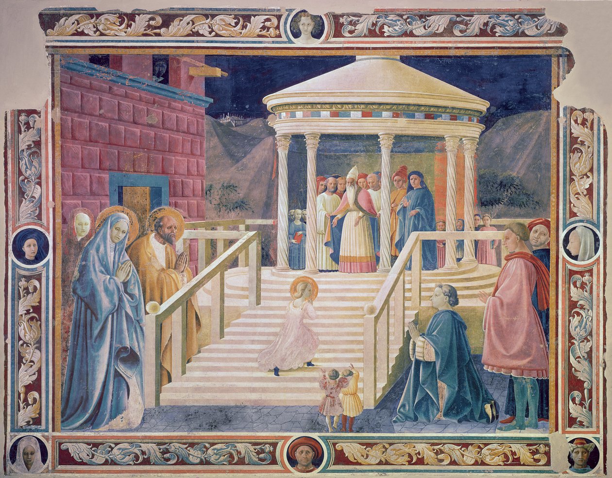 Die Darstellung der seligen Jungfrau Maria im Tempel, 1433-34 von Paolo Uccello