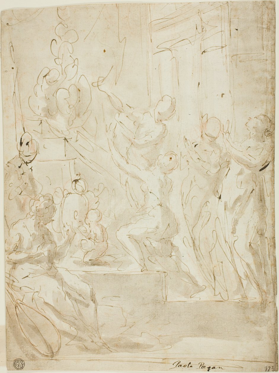 Figuren an einem Altar oder klassisches Opfer von Paolo Pagani