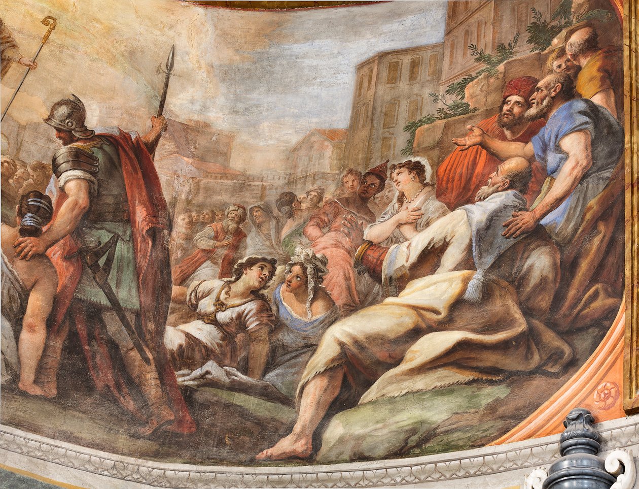 Fresken von Paolo de Matteis aus dem Jahr 1714 an der Decke und der Trommel, die das Leben des Heiligen darstellen, Kapelle von San Cataldo in der Kathedrale, Taranto, Italien von Paolo di Matteis