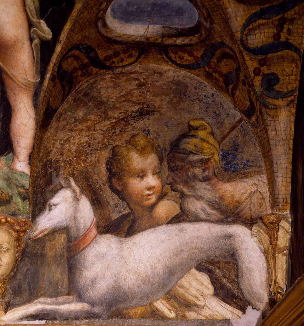 Hund und Jäger (aus dem Mythos von Diana und Aktäon) von Parmigianino
