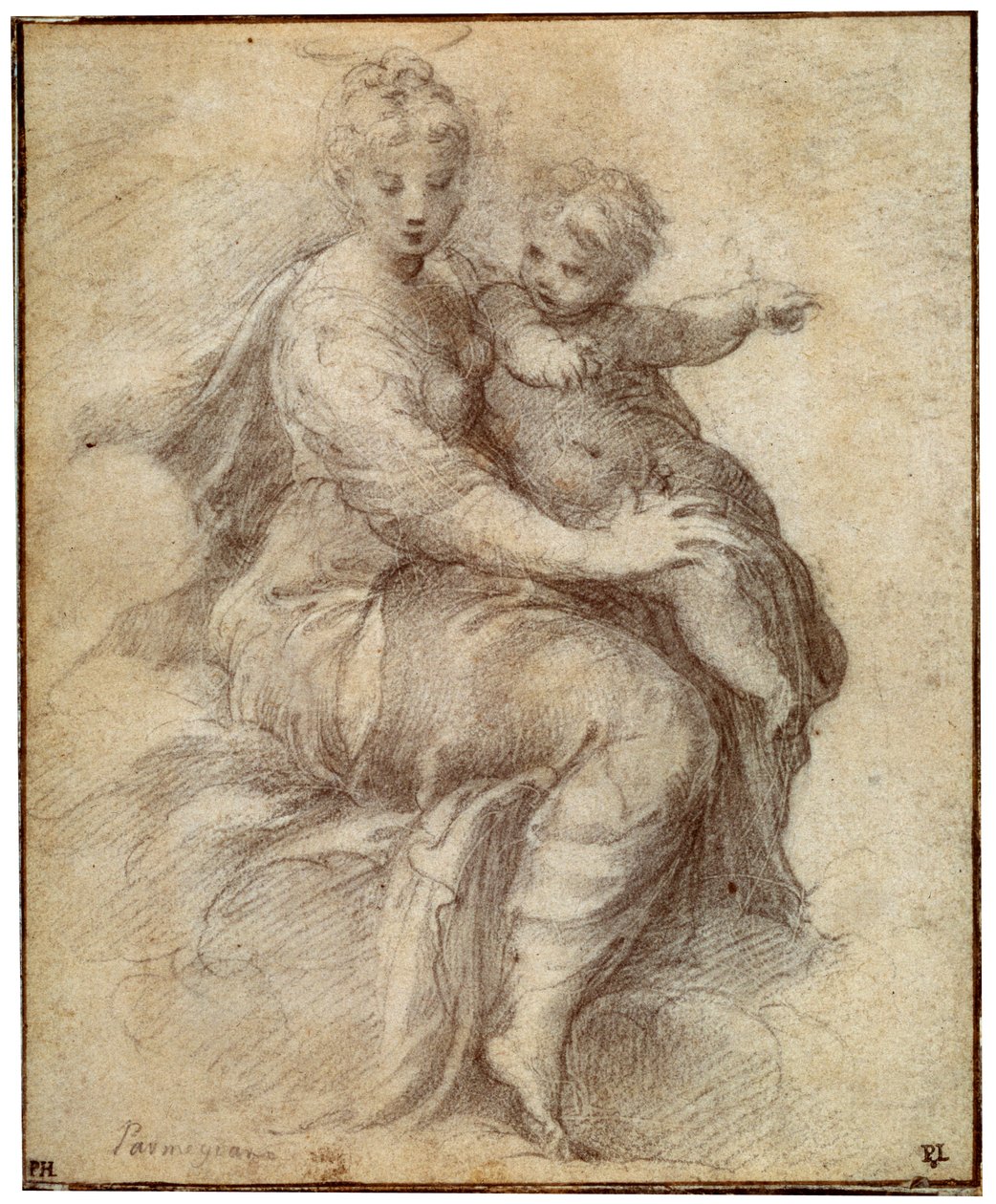 Madonna und Kind auf den Wolken, ca. 1525 von Parmigianino