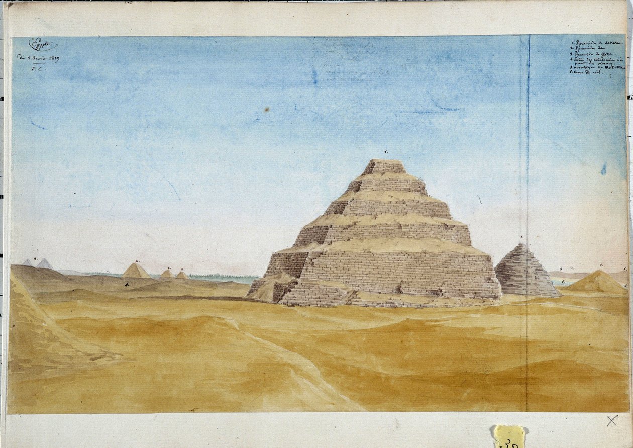 Blick auf die Pyramiden von Sakarra. Ägypten Januar 1819 von Pascal Xavier (after) Coste