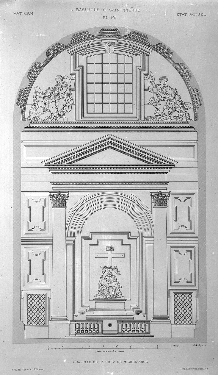 Kapelle der Pieta in St. Peter, Rom, graviert von Jean Joseph Sulpis, veröffentlicht 1882 von Paul Marie Letarouilly